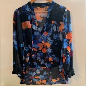 Marciano Women's Floral Blouse - Black, Blue, and Orange